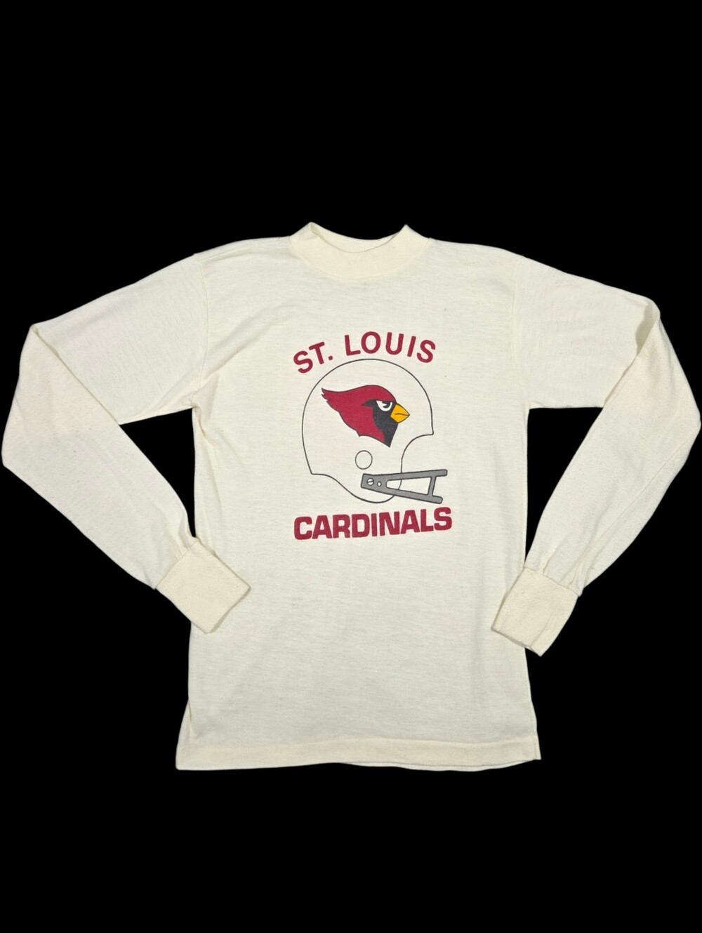 70s St Louis Cardinals Shirt Long Sleeve Towncraft Creme Vintage Youth Large